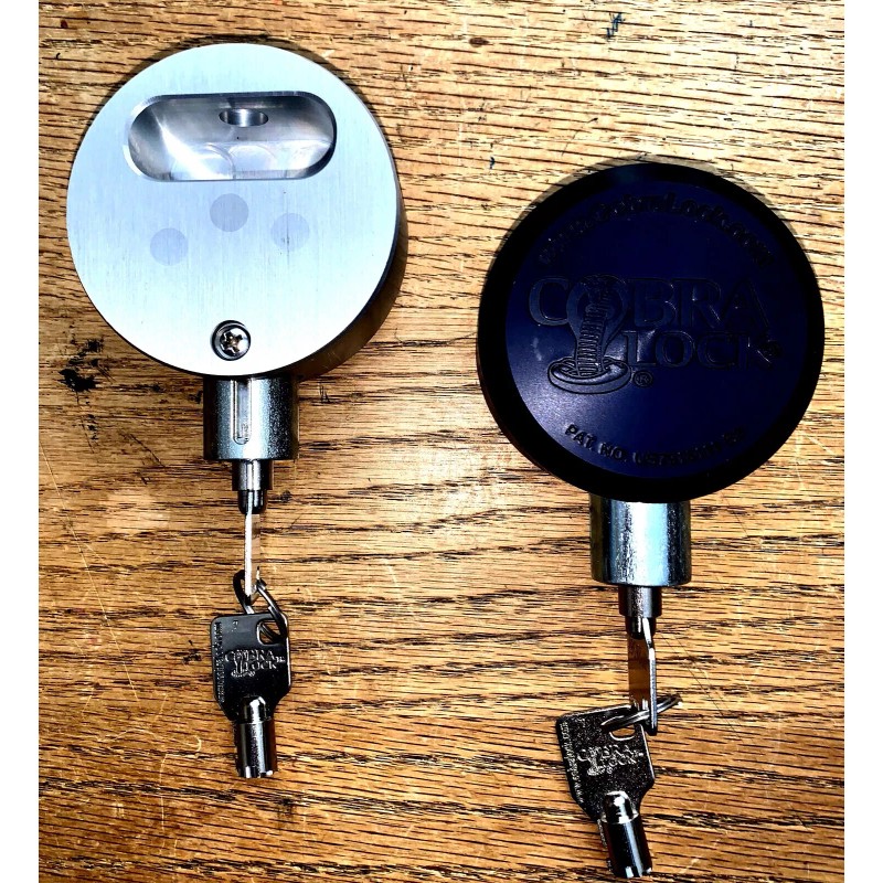 (2) COBRA HIDDEN SHACKLE PUCK LOCKS "ALUMINUM" PICK COLOR (4)ROUND