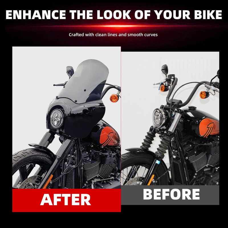 FATECIM 5.75" Headlight Fairing with 15" Smoke Windshield & Mounting