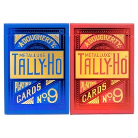 Tally Ho Metalluxe Premium Playing Cards Variety Pack - Blue and Red Foil Circle Back Set of 2 Decks, Poker Size Standard Index