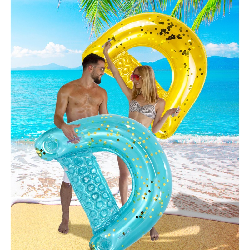 POZA Inflatable Pool Float Chair - Sparkle Confetti Lounge Inflatable