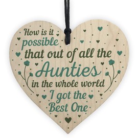 RED OCEAN Auntie Gifts For Birthday Christmas Wooden Heart Auntie Ornament Decoration Card Plaque Keepsake