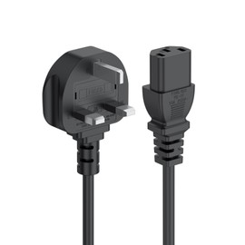 2 Metre UK Power Cable IECC13 to BS1363 4.5 Foot Kettle Lead Power Cord, Black (Black-2m)