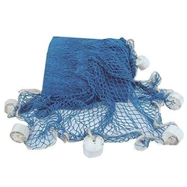 Fischernetze Decorative Cotton Blue 250 x 250 cm with Wooden Floats