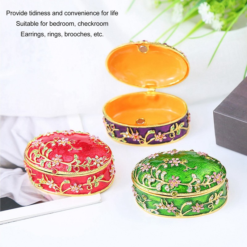 Hand Painted Flower Trinket Box Classic Realistic Detail Hinged Jewelry