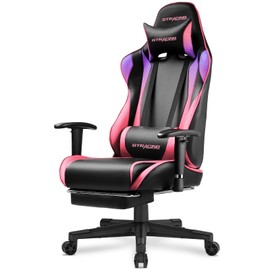 GTRACING Gaming Chair with Footrest, Ergonomic Computer Game Desk Chair, Recline Gaming Chair Seat Height Adjustment, Swivel Rocker with Headrest and Lumbar (Colorful)
