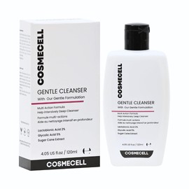 Cosmecell Gentle Cleanser with Lactobionic Acid 2%, Glycolic Acid 5%, and Sugar Cane Extract, 4.05 fl oz