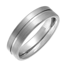 Theia Titanium Flat Court Matt Grooved 6mm Ring - Size O