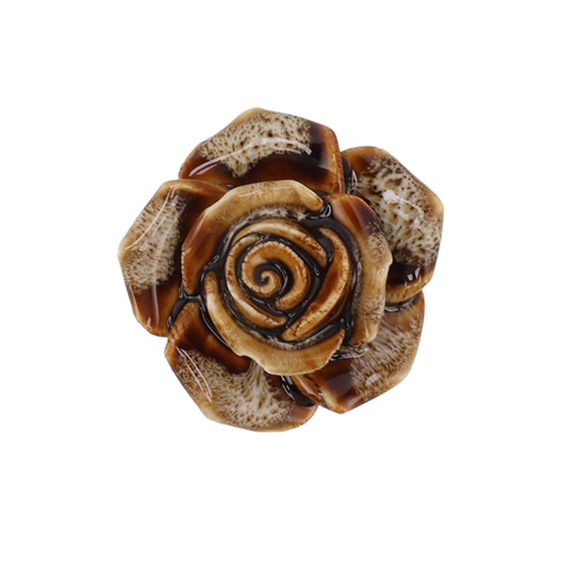 6Pcs Cabinet Knob Rose Flower Shape Delicate Ceramic Knob for