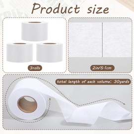 3 Rolls Fusible Batting Tape for Quilting 2" x 30 Yards/Roll White Fusible Interfacing Tape for Quilting Sewing Batting Seam Tapes Fusibles Sheer Binding Tapes
