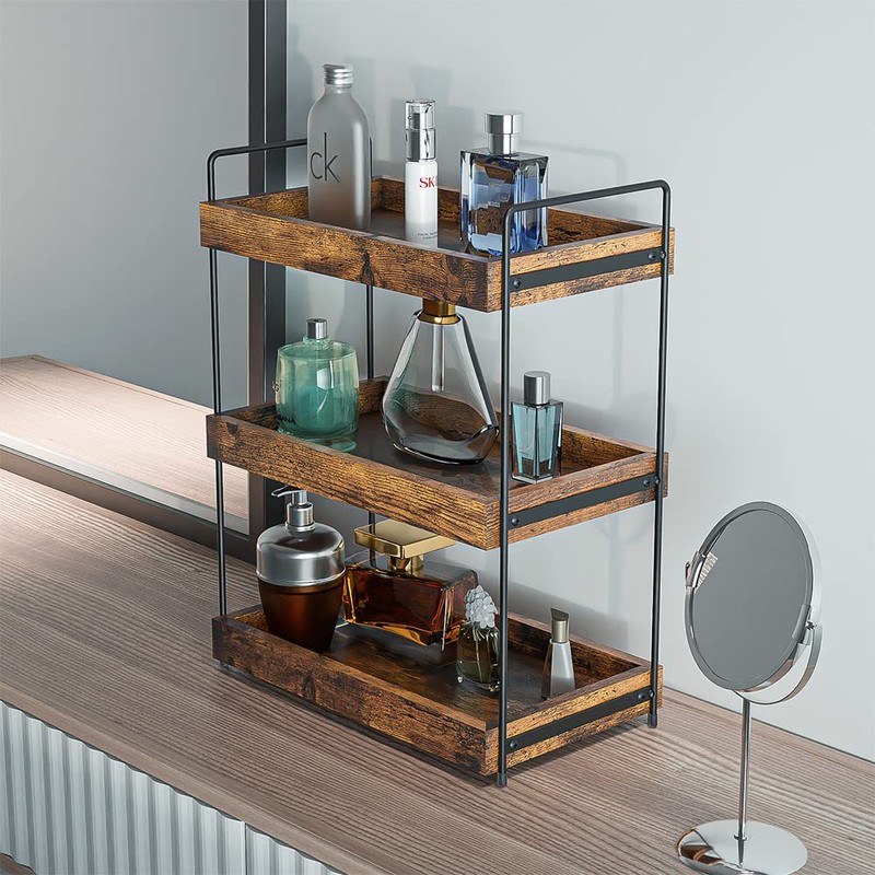 SANRETAHO Bathroom Counter Organizer, 3-Tier Wood Spice Rack Organizer for