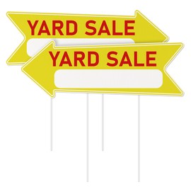 2 Pack Yard Sale Arrows Yard Sign Double Sided With Stakes,17 X 6 Inches Plastic Arrow Yellow Signs,Yard Sale Signs, Weatherproof