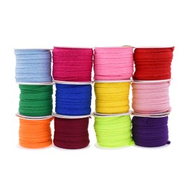 Mandala Crafts Rainbow Combo Flat Drawstring Cord Drawstring Replacement, 3/8 Inch 60 YDs Multicolor Soft Drawstring Cotton Draw Cord Hoodie Sweatpants Drawcord Replacement
