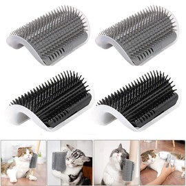 Cat Self Groomer, 4 Pack Wall Corner Groomers Soft Scratcher Grooming Brush Massage Combs for Short Long Fur Cats, Softer Massager Toy for Kitten Puppy (4 Pack)