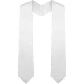 Plain Graduation Stole Colorful Stole for Kid Length 50",Rich in ColorSize: 50", Color: White