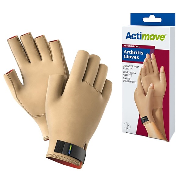 Actimove Arthritis Care Arthritis Gloves – Drug-Free Pain Management for Aching Fingers and Hands, Overuse or Repetitive Syndromes – Left/Right Wear – Beige, Medium
