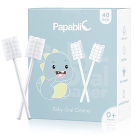 Papablic Baby Tongue Cleaner, Upgrade Gum Cleaner with Paper Handle for Babies and Infants Ages 0-2 Years (Pack of 40)