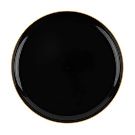 EcoQuality 8.6" inch Round Black Plastic Plates with Gold Rim Design - Disposable China Like Party Plates, Heavy Duty Salad Plates, Dinner Plate, Dessert, Wedding, Serveware (30 PACK)
