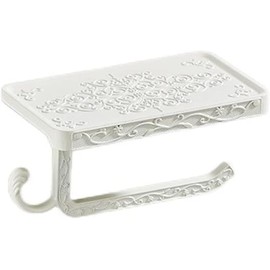 Vintage Paper Towel Holder with Cover Wall Mounted Tissue Holder Dispenser (White)