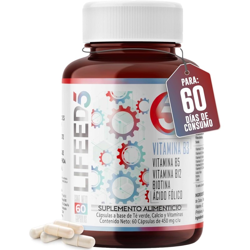 LIFEED5 Complejo B Vitaminas B1, B2, B3, B5, B6, B12