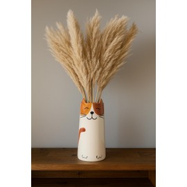 FLONATURE Florero de cerámica en Forma de Gato Michi Cat | Estilo Minimalista y Tierno | para Hogar, Oficina o Regalo, 10x22 cm | Fabricado en México | Embalaje de Seguridad Sustentable Eco-Friendly