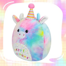 AWNOGKUE Cow Stuffed Animal Cow Plush Toys 14 Inch Soft Unicorn Plushies Pillow Cute Rainbow Plushies Room Decoration Birthday Gifts for Kids Toddlers Girls and Boys