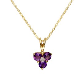 Ivy Gems 9ct Yellow Gold Amethyst and Diamond Flower Pendant with Chain of Length 46cm