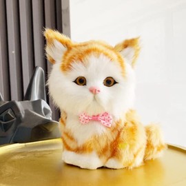 Realistic Furry Cat Piggy Bank Simulation Kitten Savings Coin Bank Money Box, Birthday, Christmas, New Year's Gift (Orange Tabby)
