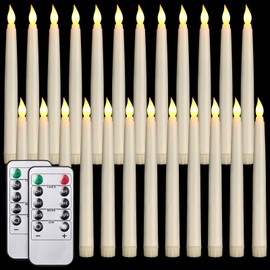 Tuanse 24 Pack Christmas Flameless Flicker Taper Candles with Remote and Timer, Battery Operated LED Warm White Taper Candles Light Bulk for Home Wedding Decoration Gifts