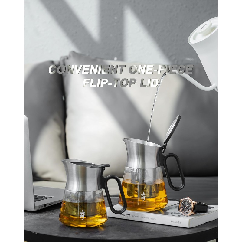 ZENS Design Glass Teapot with Infuser, 23 oz Small Loose