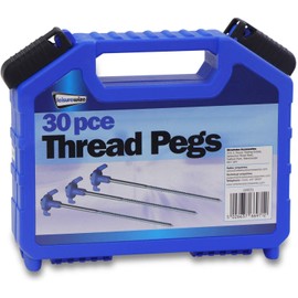 Leisurewize LW631 30-Piece Thread Peg Set – Ground Twisting Pegs with Plastic Holders, Screw-Thread Peg. Tent Accessories