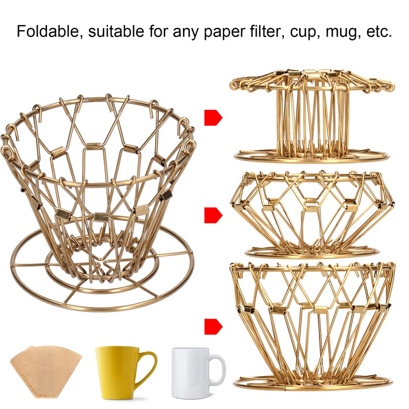 Pour Over Coffee Dripper 304 Stainless Steel Foldable Portable Drip