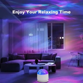 2 Scene -Ocean Wave & 3D Water RippleProjector Light-16-Color Round Lamp withControl, Relaxation & Romantic NightAmbience TikTokShopBacktoSchool