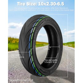 Felixstory 10x2.30-6.5 Vacuum Tubeless Tire Fit for NIU KQi2 Pro Electric Scooter, Replacement Front Rear Tire, Non-slip, Explosion Proof 2pcs