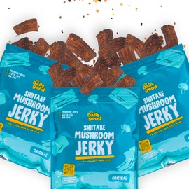 The Daily Good Mushroom Jerky - 3-Pack Snacks, Yummy High-Fiber Mushroom Snack, Meatless & Gluten-Free Food, Contains Eggs, Made from Shiitake Stalk, 0.58 lbs., Vegetarian, Original Flavor