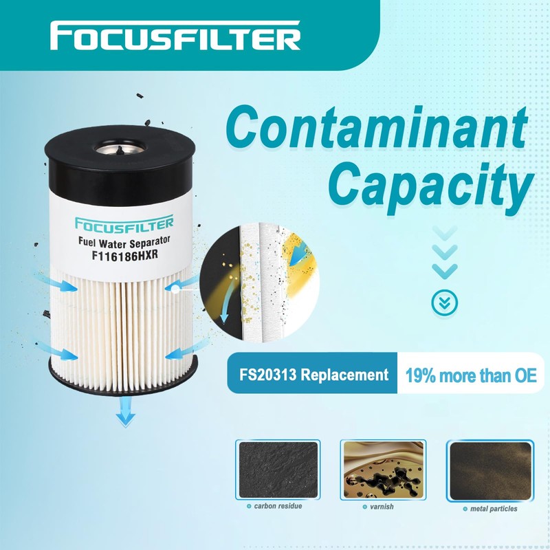 FOCUSFILTER OEM Grade Fuel Water Separator Filter, Replaces Fleetguard FS20313,