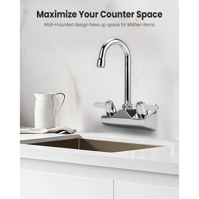 4 Inch Center Kitchen Sink,Commercial Sink Faucet,Brass Kitchen Faucet,Wall Mount