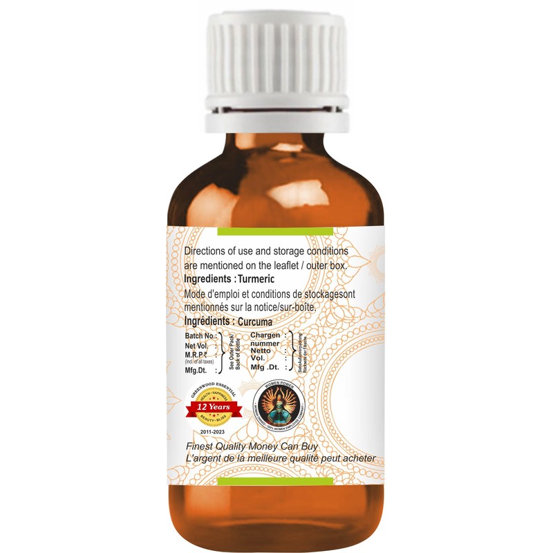 Greenwood Essential Pure Turmeric Essential Oil (Curcuma Longa) Steam Distilled