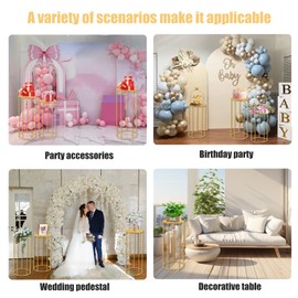 Vorriop Vorriop Reinforced Pedestal Cylinder Stands for party 3pcs - 35.43 in Gold Cylinder Cake Table Display Set Flower Stand for wedding Birthday party Home Patio Decor Plant Stand