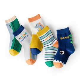 axy Children's Socks 5 Pairs Multipack Boys Girls Children's Socks Toddlers Kids Stockings Dinos Car, 5 - Dinosaurs S1