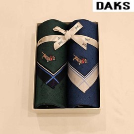 Daks 대구백화점 닥스남녀2매 선염 손수건 세트(DEO106번) Daegu Department Store Daks Men and Women 2-Piece Yarn-Dyed Handkerchief Set (Model DEO106)