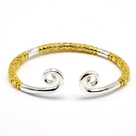 Zen Dear the Incantation of the Golden Hoop of Monkey King(Sun Wukong) Plated Narrow Open Cuff Bangle Bracelet (Glod Silver)
