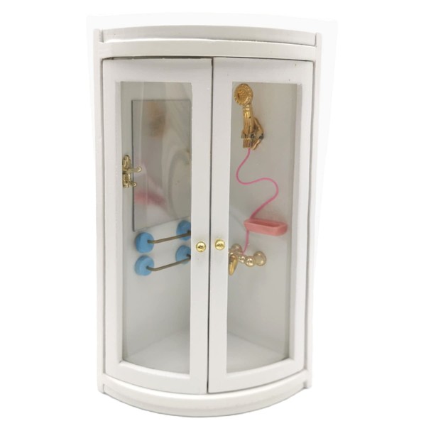 SXFSE Dollhouse Shower Room,1:12 Dollhouse Miniature Furniture Simulation White Bathroom Shower Room