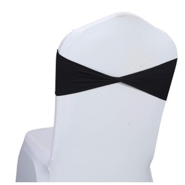 VDS - Paquete de 10 unidades, color negro | Fajas de elastano para silla sin hebilla, banda elástica universal plegable para banquetes para bodas, fiestas, conferencias, celebraciones, eventos