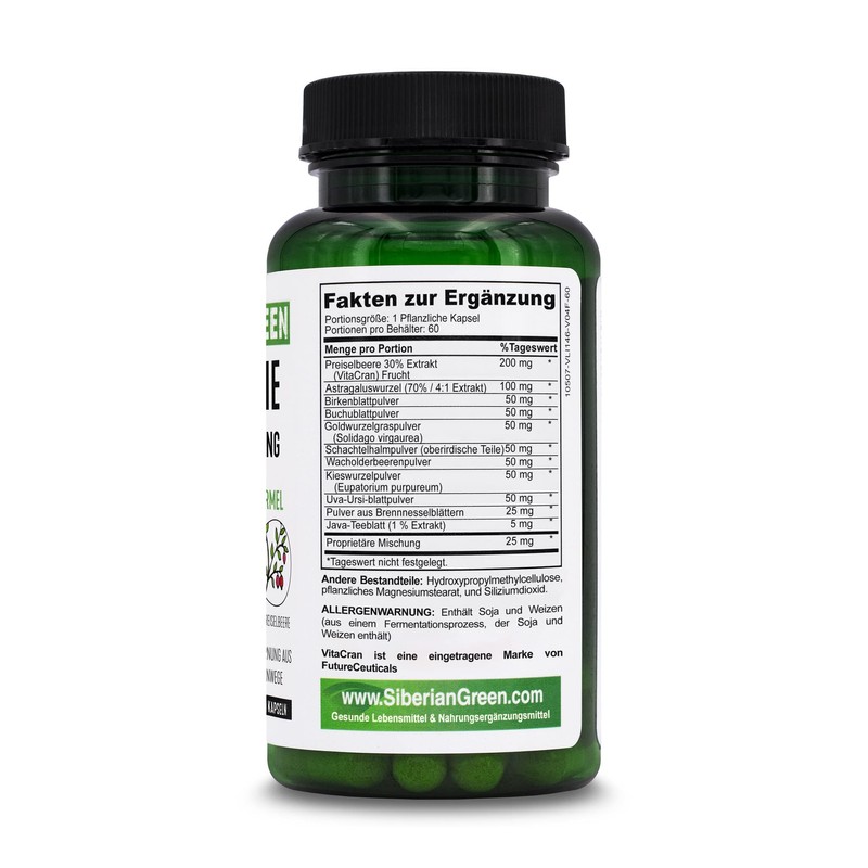 Siberian Green Herbal Kidney Detox 60 Capsules – Cranberry Birch
