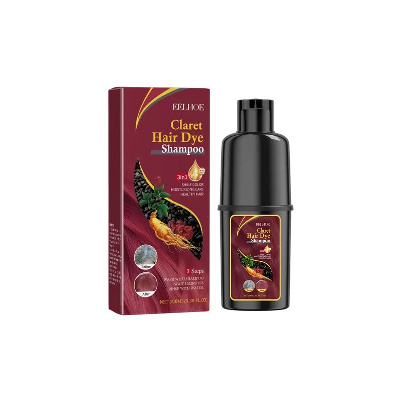 Champú Teñir Cabello Negro Eeloe Rojo Vino