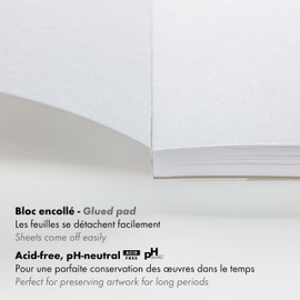 Clairefontaine 960061C Bloc Encollé PaintON Multi-Techniques Recycled A6 10.5 x 14.8 cm 250 g - 15 Feuilles Paper Design Multi-Techniques 100% Recycled à la Surface Satinée - White