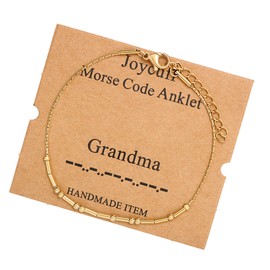 JoycuFF Ankle Bracelets for Women, Inspirational Morse Code Bracelets Jewelry,Gold Bracelets for Women, Funny Birthday Christmas Gifts for Grandma Grandmother Grandma
