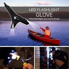 4pcs LED Flashlight Gloves Light Fingerless Outdoor Fishing Gloves Tool Gadgets Gifts for Repairing Working in Darkness Places for Men Women Fishing Camping Hiking and Outdoor Activities (2 Pairs)