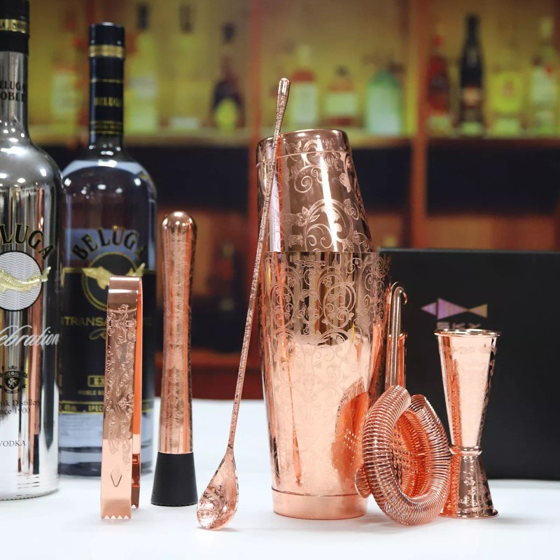 SKY FISH Bartender Kit Cocktail Shaker Set-6 Pieces Stainless Steel