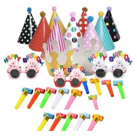 22 Gorros Cumpleaños Fiesta Y 30 Espantasuegras Infantiles